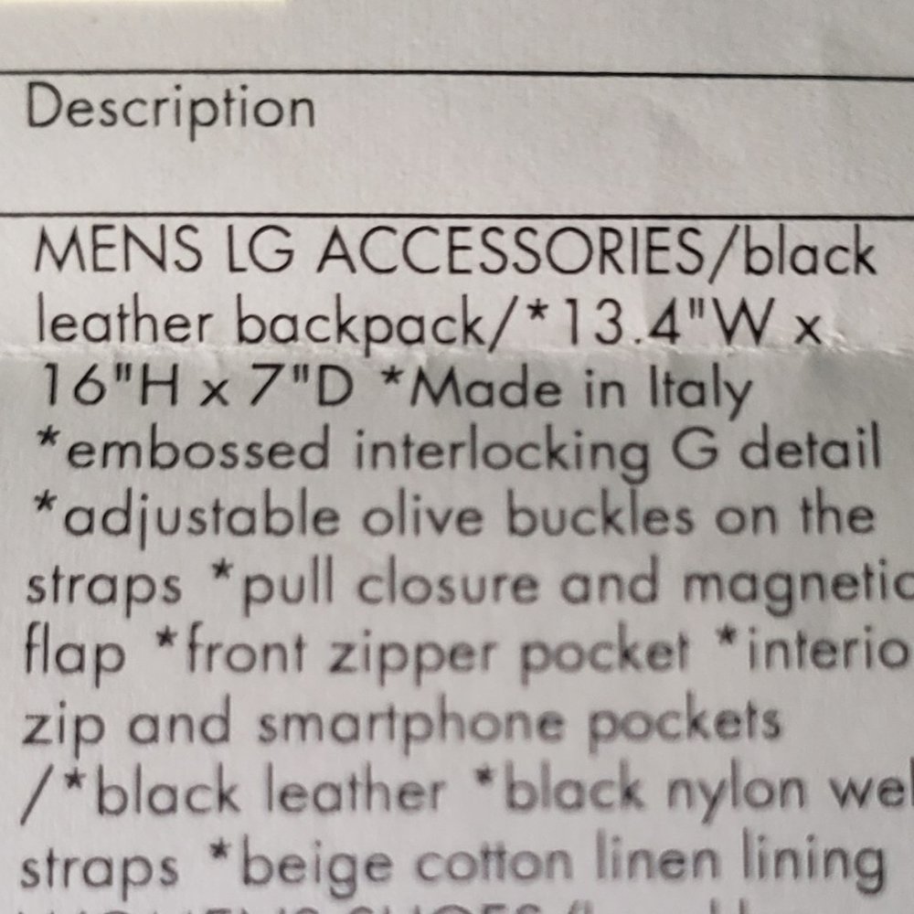 BRAND NEW  Authentic Gucci black leather backpack